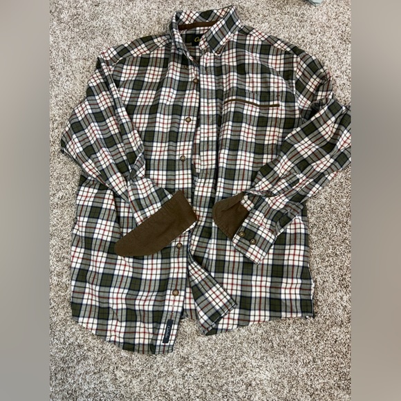 Cabela’s Men button flannel, green/brown - size M - Picture 1 of 3